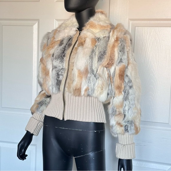 Genuine Rabbit Fur Sweater Jacket - Picture 1 of 7
